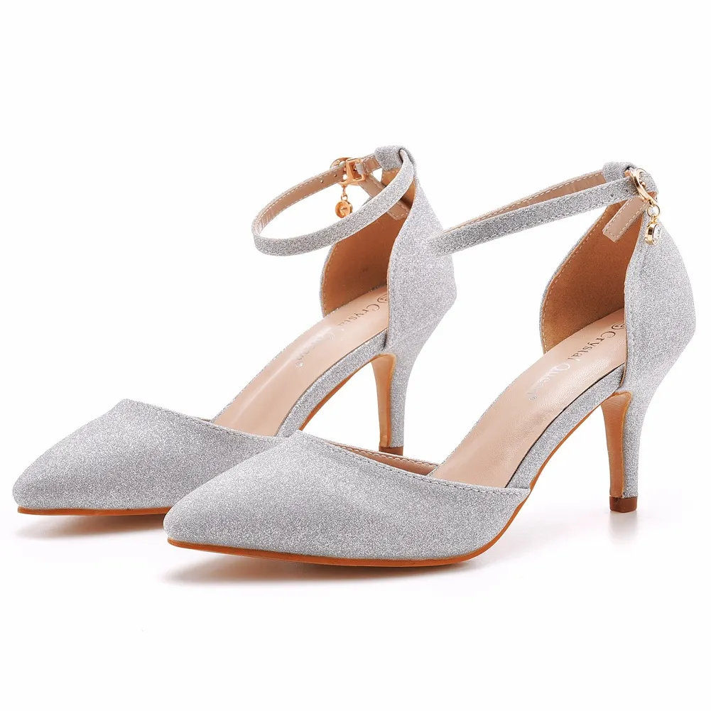 Breakj Breakj Cm Large-Size Sandals Fine-Heeled Pointed Sandals White Pointed Shoes Women's High Heels Wedding Shoes