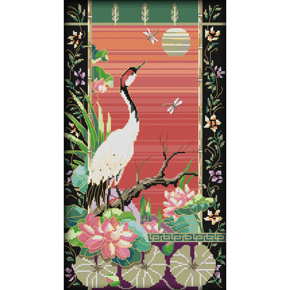 

Crane - 14CT Stamped Cross Stitch - 27*44CM, 501 Original