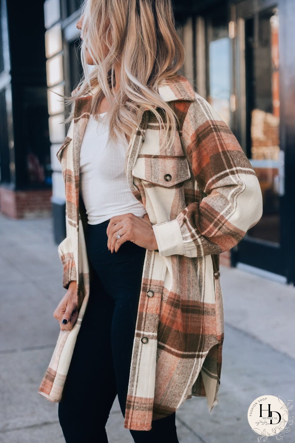 Warm Plaid Shirt Jacket for Fall