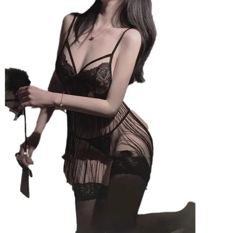 Churchf Sex Lingerie Sexy Transparent Passion Blood Drop-Down Uniform Hot Pure Net Suit Lace Lace Hollow Perspective
