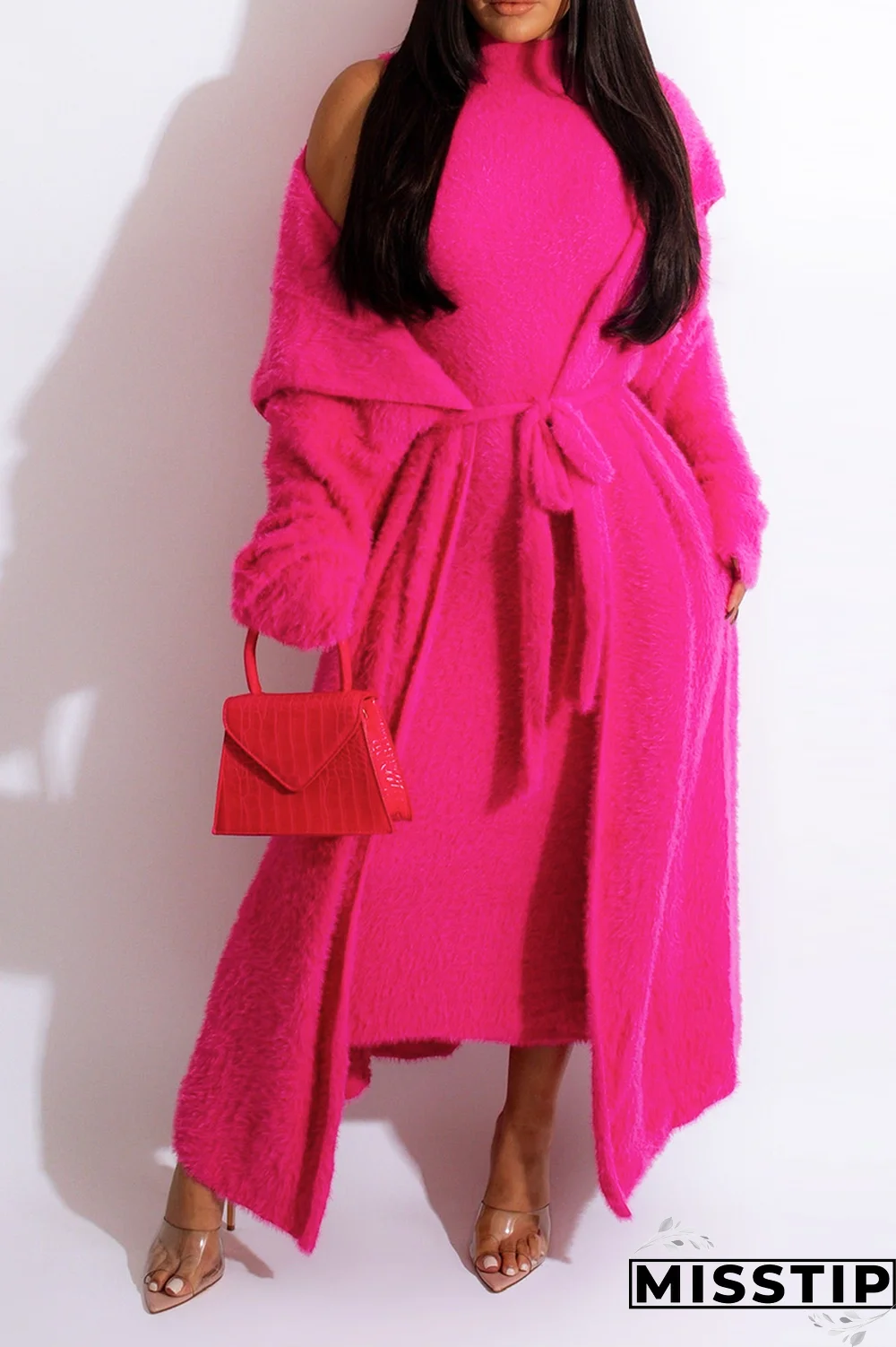 Dark Gray Casual Solid Patchwork Half A Turtleneck Long Sleeve Two Pieces