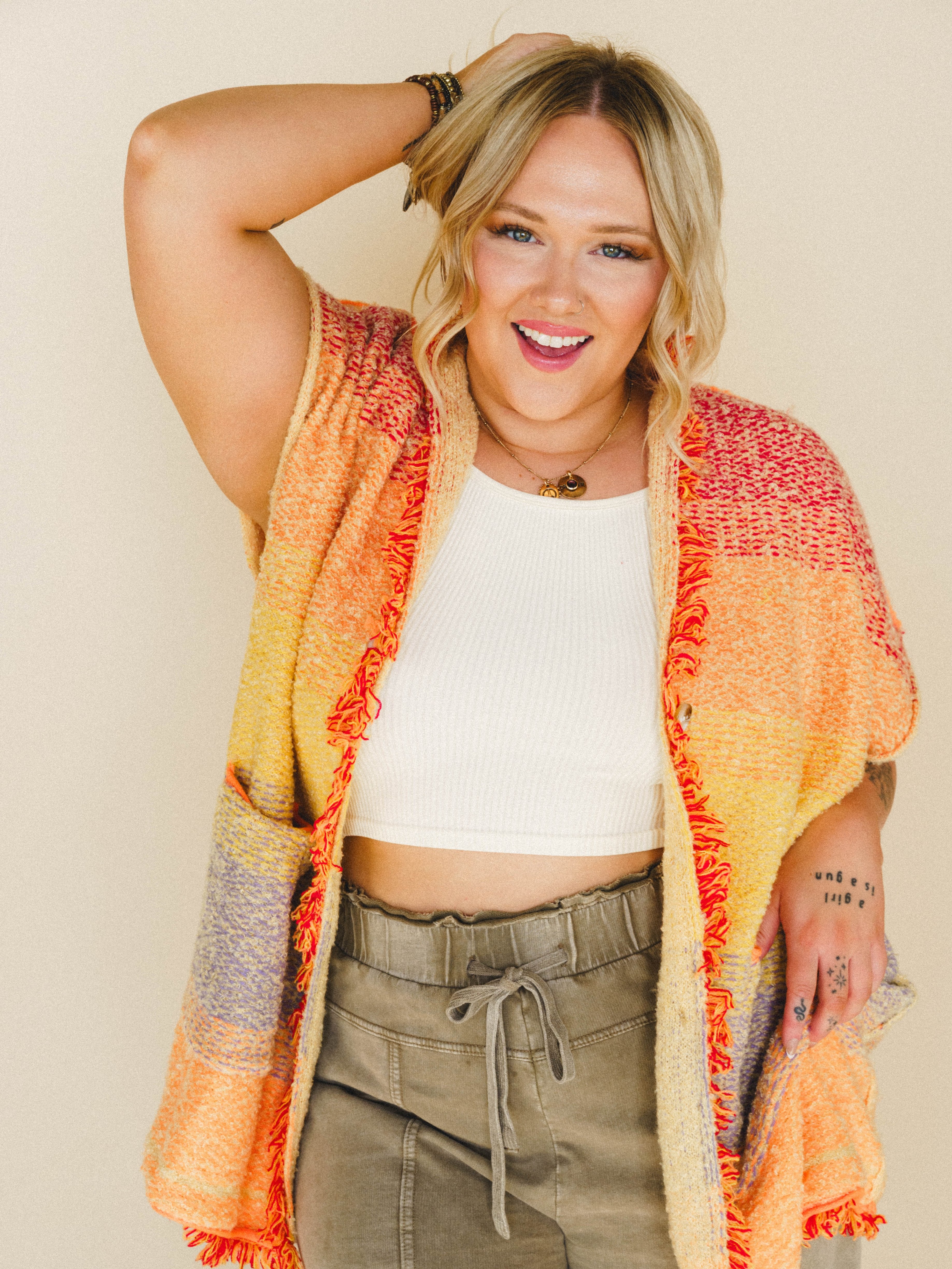 Desert Dune Sweater Duster - Orange Multi