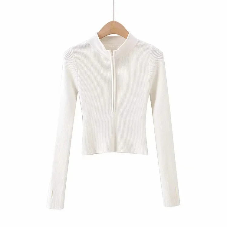 Basic Black Zip-Up Sweater QueenFunky
