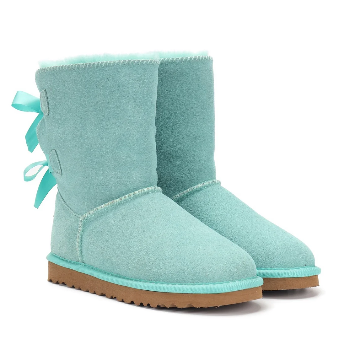 Women's Snow Boots for Winter Mid-Calf High Back Bows-MERUMOTE