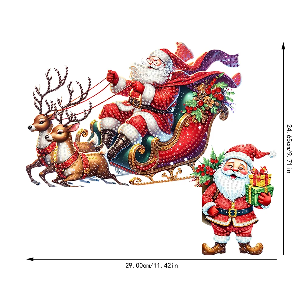 DIY Xmas Diamond Painting Wooden Door Pendants Decoration for Feiend Gifts (Elk)
