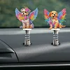 5Pcs Diamond Painting 2D Flat Angel Dog Shake Car Ornaments for Center Console