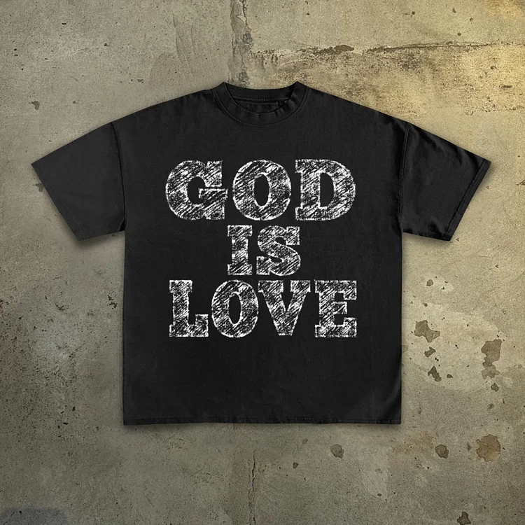Men's God Is Love - Draft Font Print 100% Cotton Casual T-Shirt