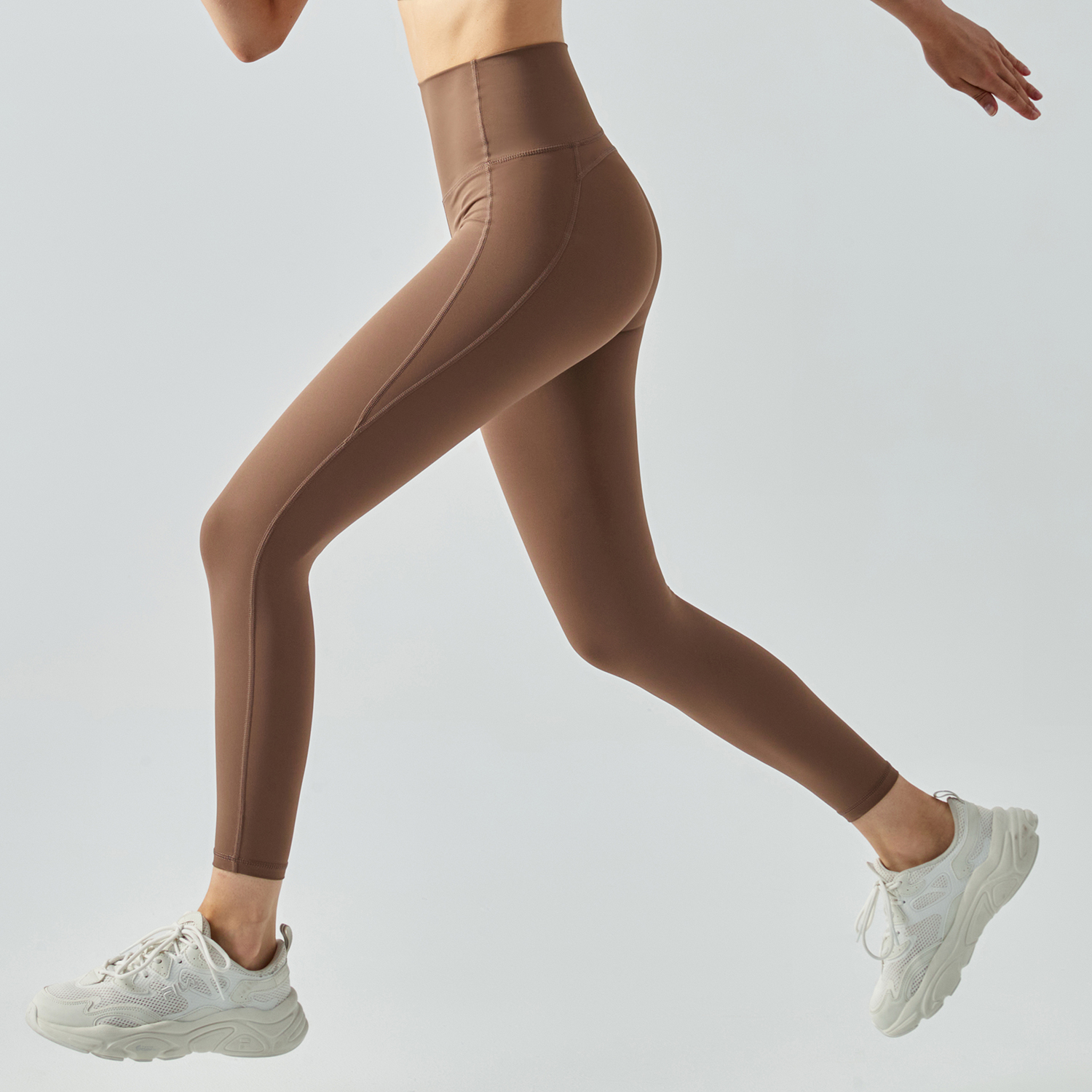Shop women's high rise breathable moisture wicking spandex eco friendly workout yoga pants sports leggings online on Hergymclothing Chocolate