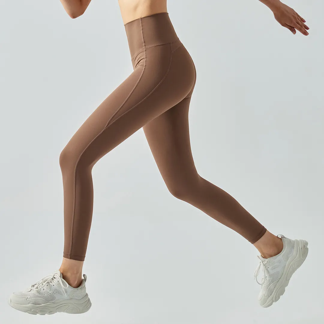 Shop women's high rise breathable moisture wicking spandex eco friendly workout yoga pants sports leggings online on Hergymclothing Chocolate
