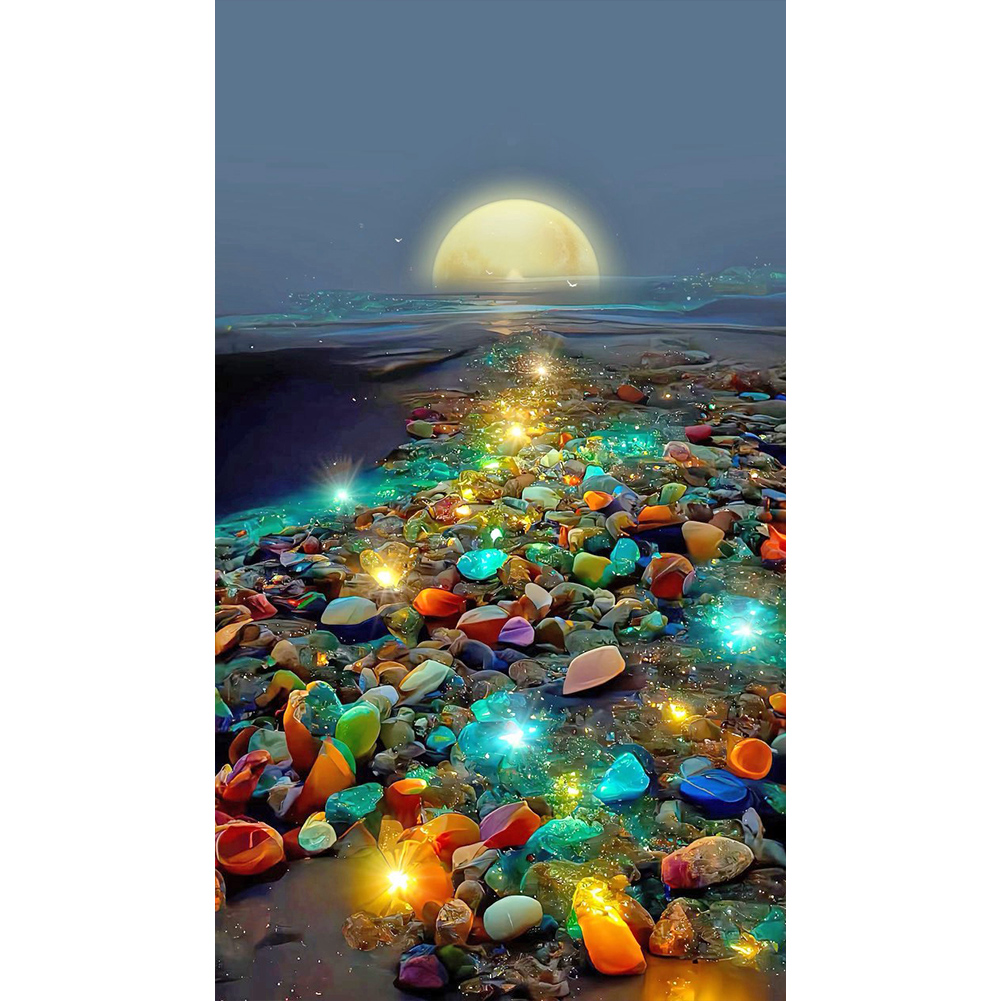 

Seaside Glowing Stone Moon - Square Drill Diamond Painting - 40*70CM (Big Size), 501 Original