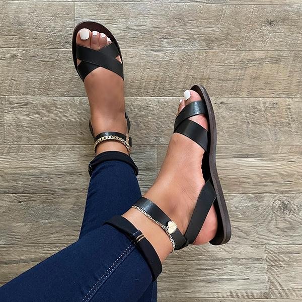 Susiecloths Cross Strap Classic Leather Sandals
