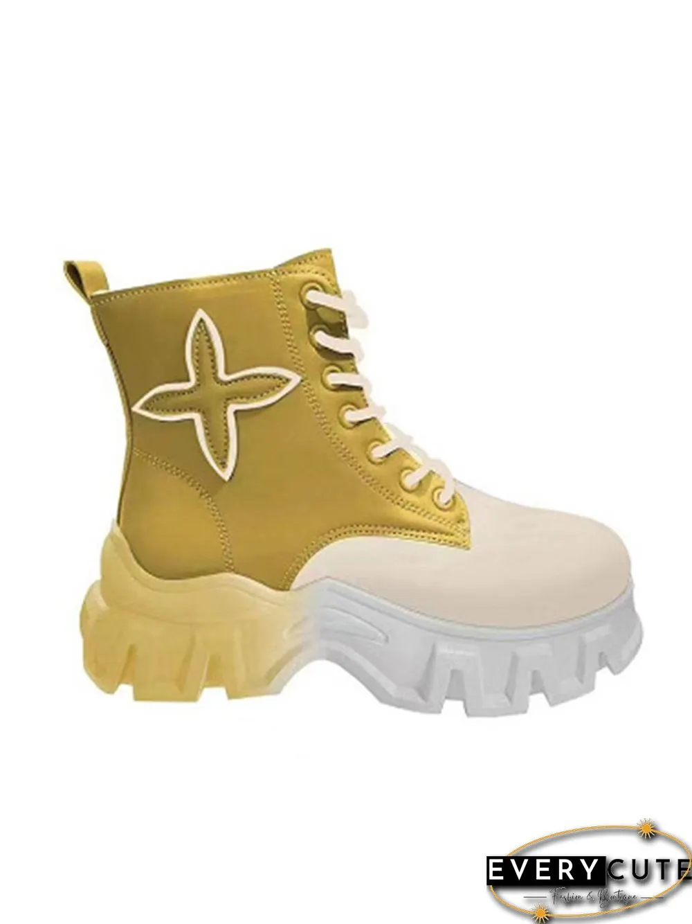Fashion Gradient Splicing Contrast Color Platform Tooling Short Boots
