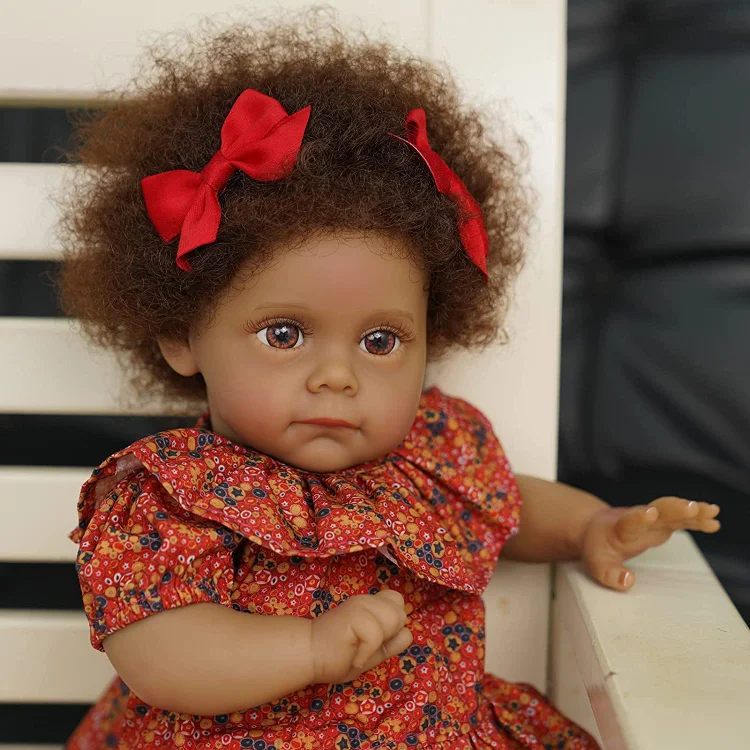  TFJS Lifelike Reborn Dolls Black Girl 19 Inch Baby Dolls That  Look Real Realistic Closed Eyes African American Real Life Baby Dolls Soft  Cloth Body Doll Baby Girl Silicone Vinyl Dolls