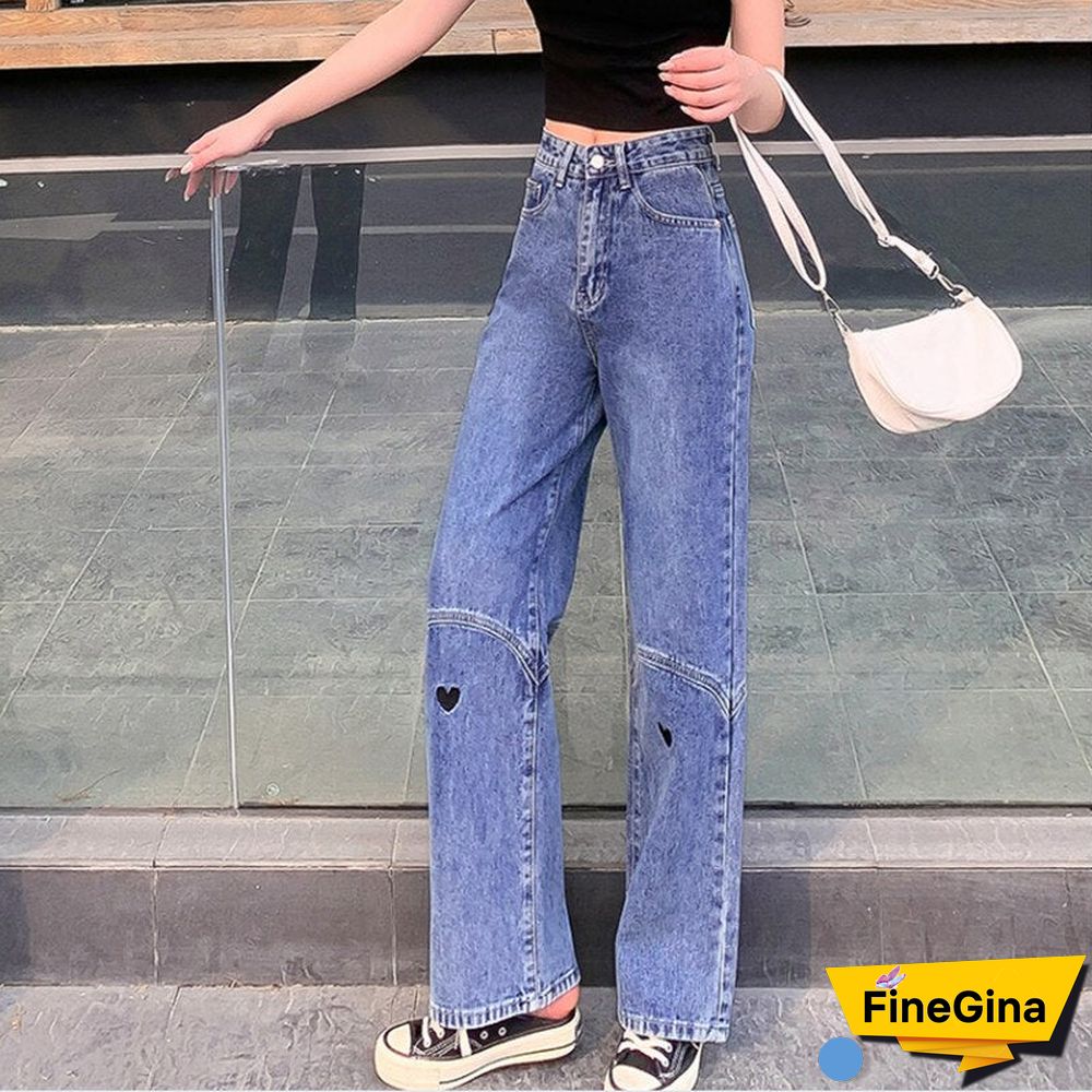 Woman Jeans High Waist Clothes Wide Leg Denim Clothing Blue Streetwear Vintage Quality Fashion Harajuku Straight Pants