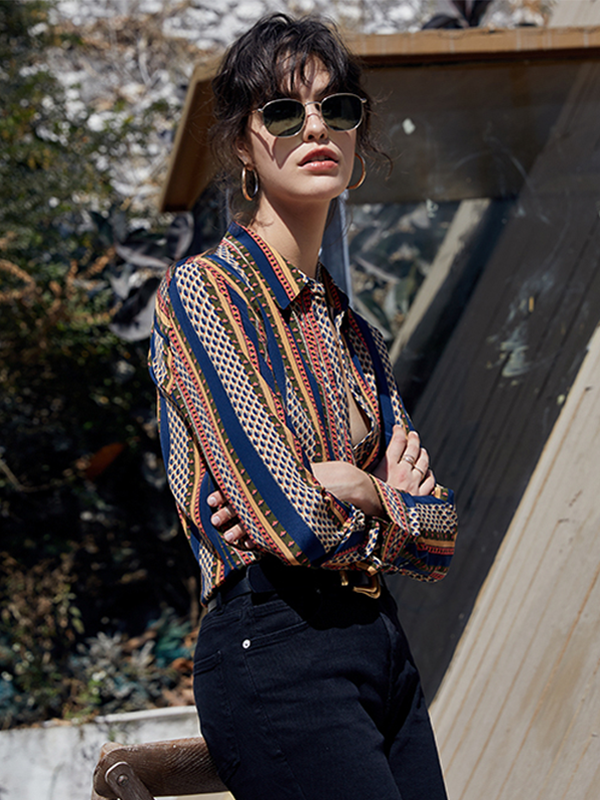 Bohemian Style Silk Shirt-Real Silk Life