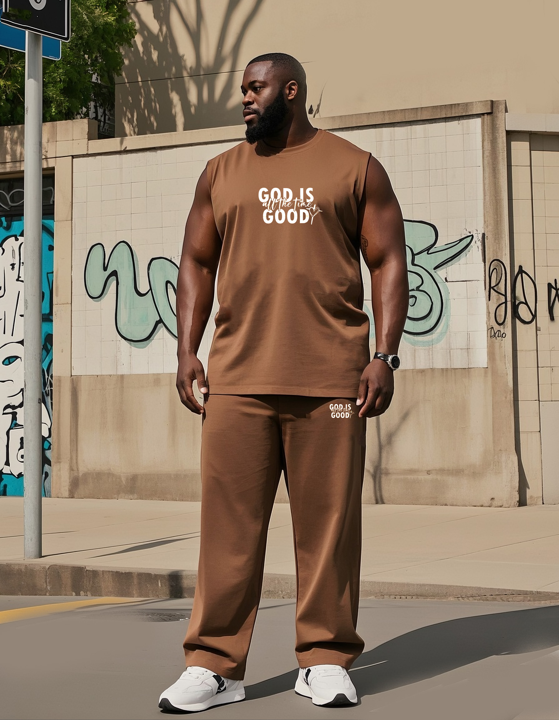 Men's Plus Size Daily Casual Faith Printed Vest Trousers Suit