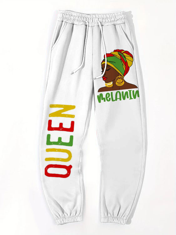 Colorblock Melanin Queen Print Track Pants