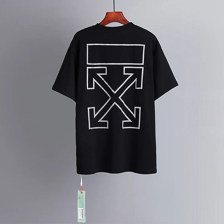 Off White T Shirt Reflective 3D Printed Arrow Male and Female Large Size Short Sleeve Tshirt Owt