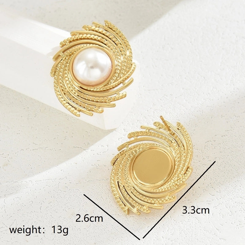 1 Pair Hawaiian Vacation Minimalist Geometric Inlay 201 Stainless Steel Plastic 18K Gold Plated Drop Earrings Ear Studs