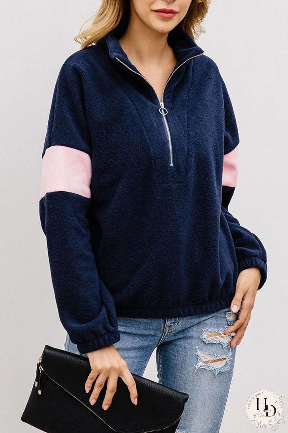 Half Zip Mock-neck  Sweatshirt