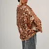 Women's Elegant Deep V-Neck Sequin Patchwork Jacket Coat