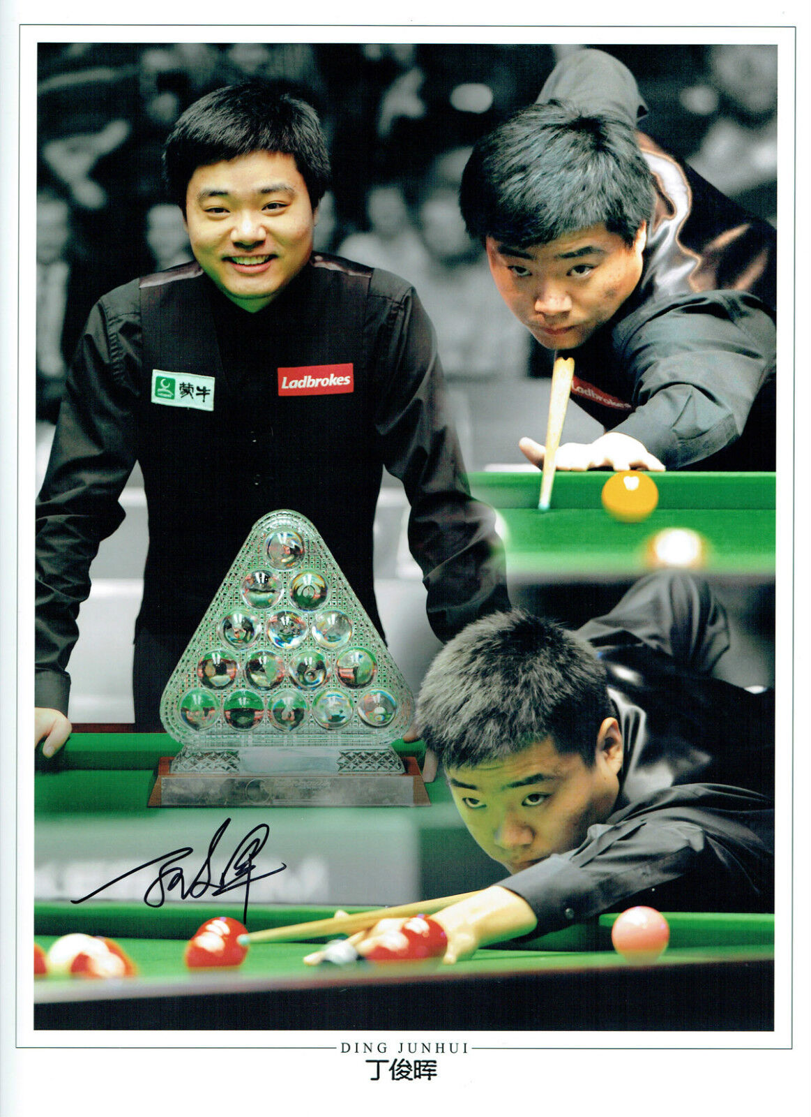 Ding Junhui 丁俊晖 Signed Autograph HUGE 16x12 SNOOKER Montage Photo Poster painting AFTAL COA