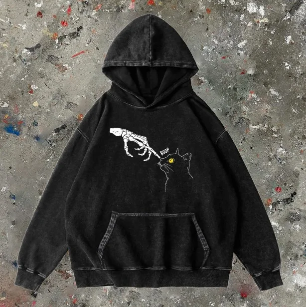 Spooky Boop Unisex Printed Casual Washed Hoodie