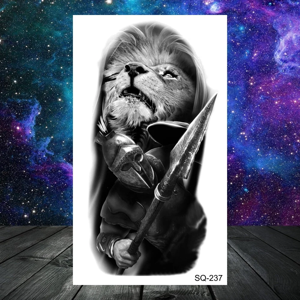 Realistic Tiger Lion Cross Temporary Tattoos For Women Adult Men Scorpion Wolf Dragon Fake Tattoo Neck Arm Hands Small Tatoos