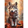 Diamond Painting-DIY Full Round Drill Wolf in Maple Leaf(40*60CM）