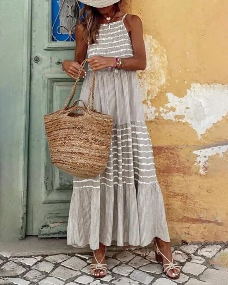 Women's Patchwork Striped Print Cami Dress