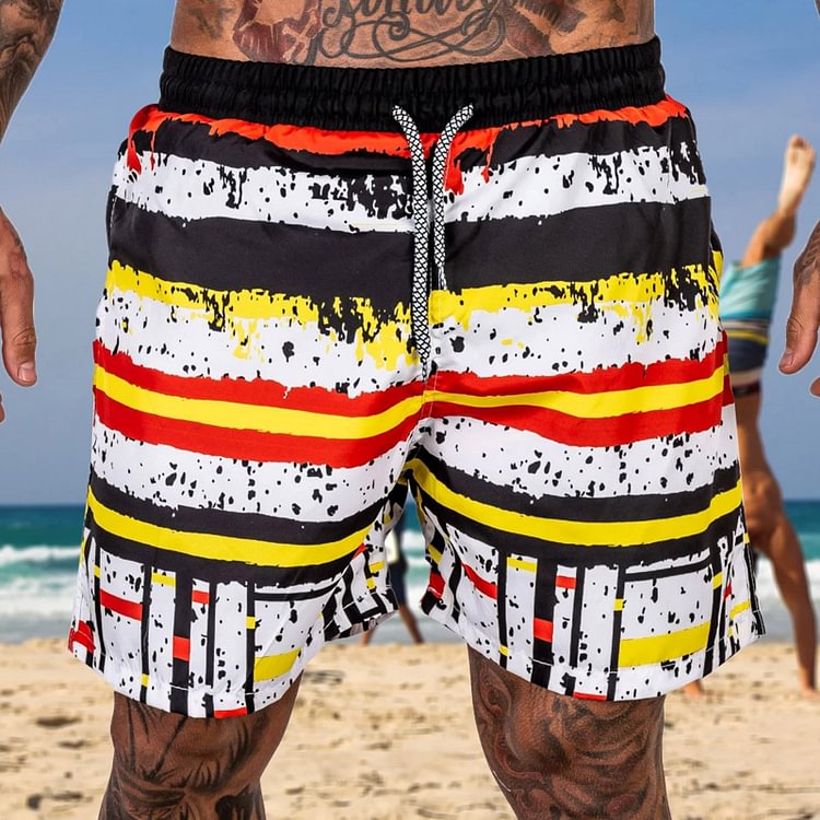 Men's Casual 3D Printed Straight Micro Stretch Beach Shorts