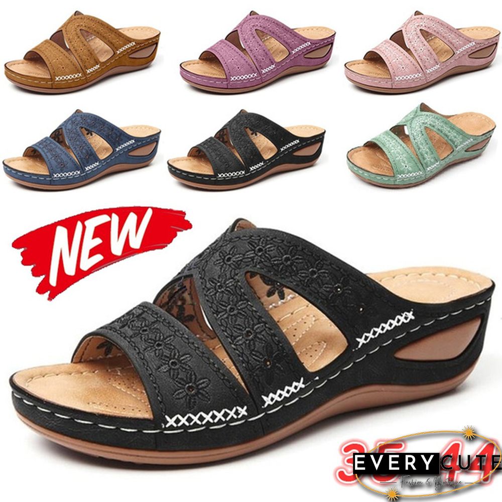 Women's Fashion Casual Sandals Open Toe Summer Sandals Vintage Wedge Slippers Platform Sandals Plus Size 35-43