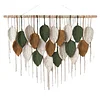 (Finished Product)Bohemian Handmade Leaf Wall Art No Drilling Handmade Craft Macrame Wall Decor Handmade Woven Leaf Tapestry for Apartment Living Room Bedroom Nursery Backdrop