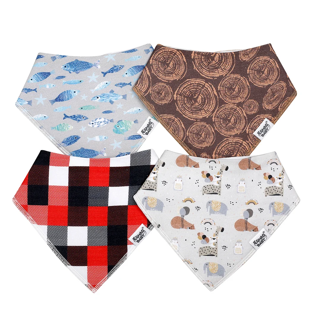 Egmao Baby Organic Cotton Baby Bibs 4-Pack