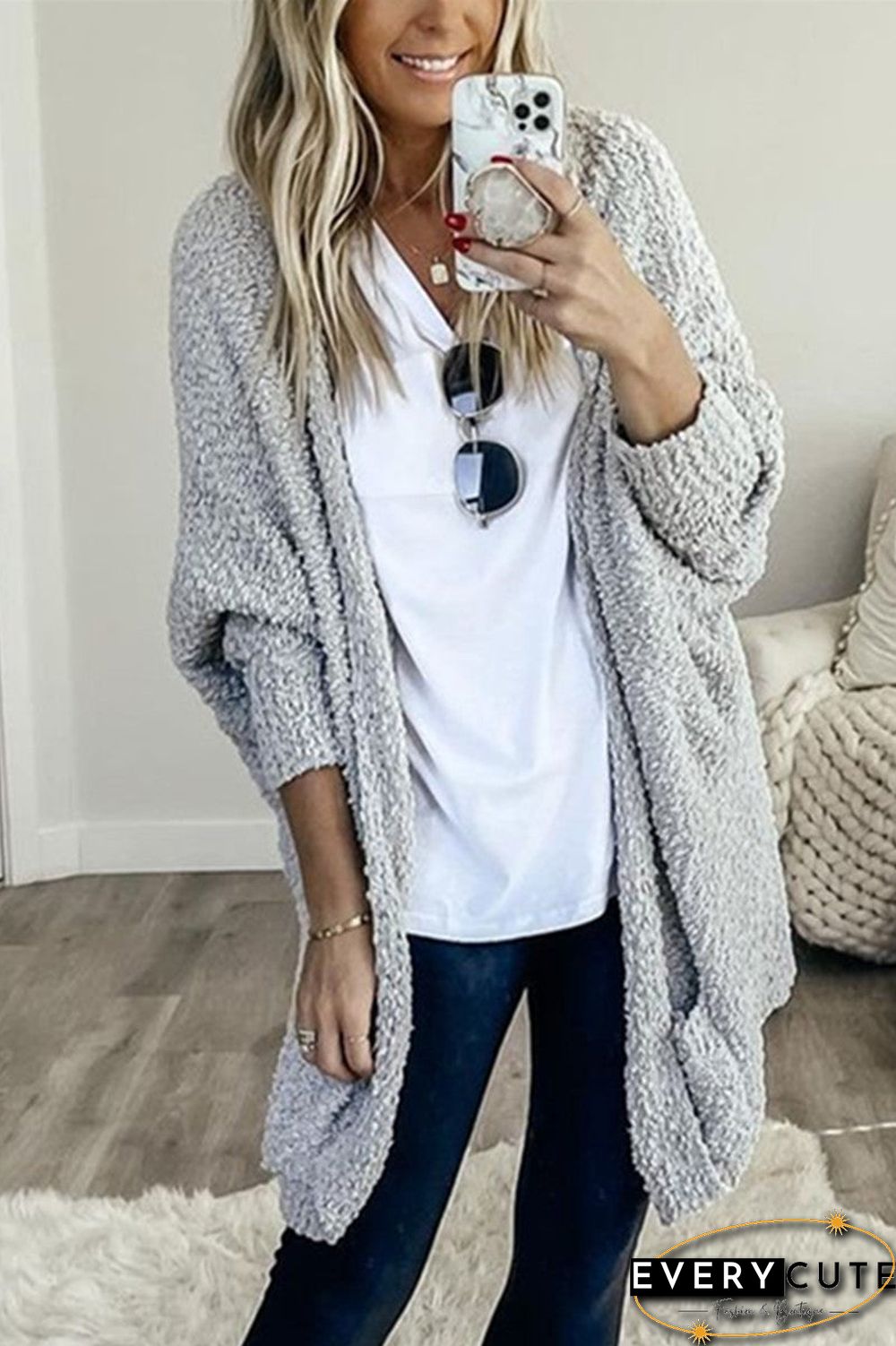 Casual Daily Solid Doll Sleeve Cardigan