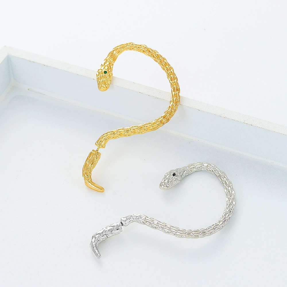 Detachable Snake Earrings with Ear Bone Clips Gold Plated Earrings