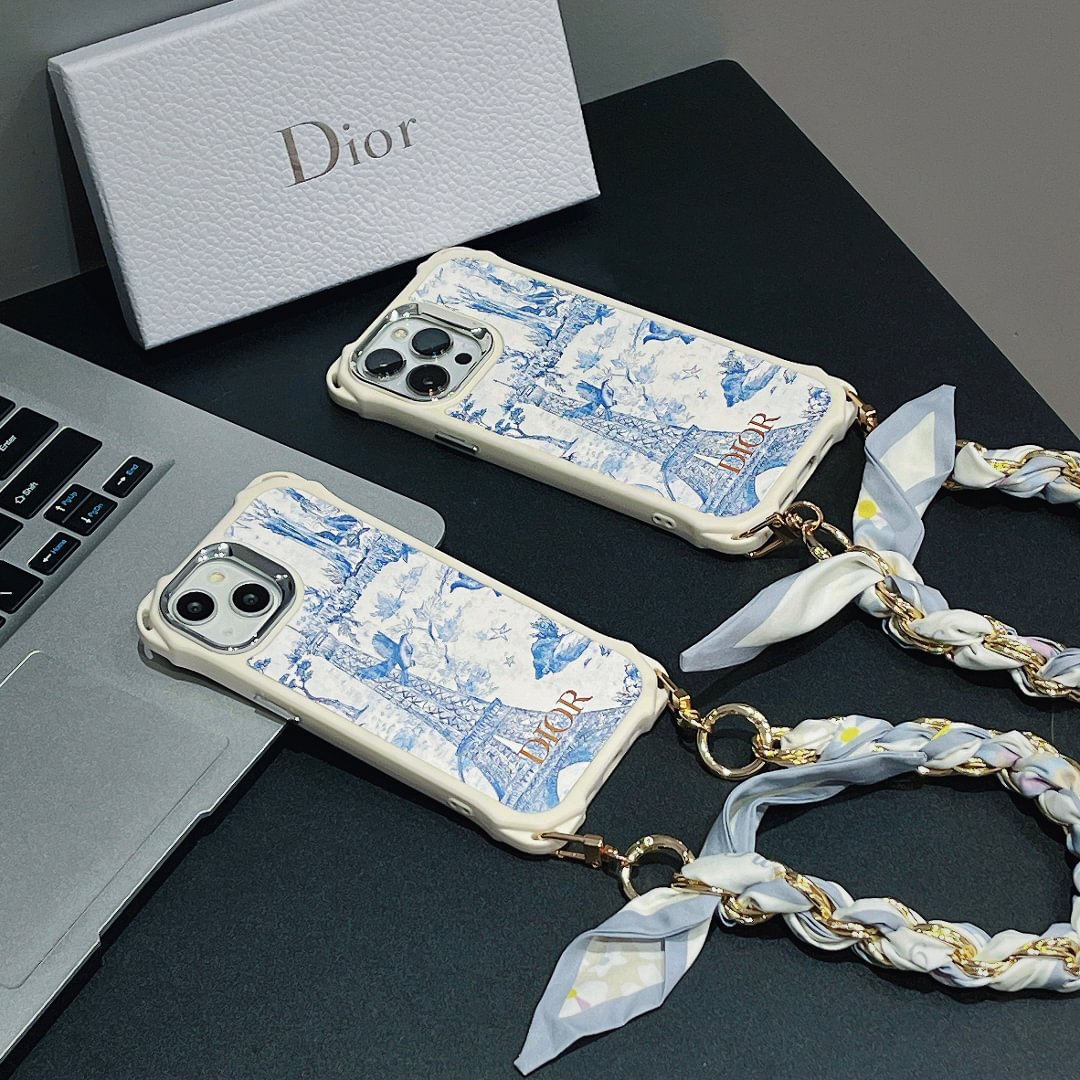 Dior Elegant Dior Silk Scarf Hand Strap Eiffel Tower iPhone case ProCaseMall