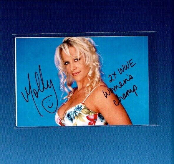 Molly Holly Autographed Photo Poster painting Wrestler WWE Women's Champion (x 2) 4x6 (Original)