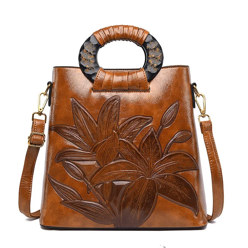 MOTAORA 2022 New High Quality Women Shoulder Bag Vintage Embossed Leather Handbag Ladies Large Capacity Chinese Style Tote Bag