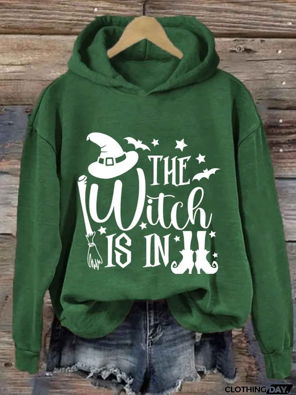 Women'S The Witch Is In Halloween Print Casual Hoodie