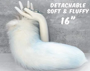 pornhint Pornhint Discreetly Shipped, Handmade Cotton Candy Blue Faux Fur Tail Butt Plug - 16 Inches (40cm) Detachable Tail for Soft and Fluffy Sensations