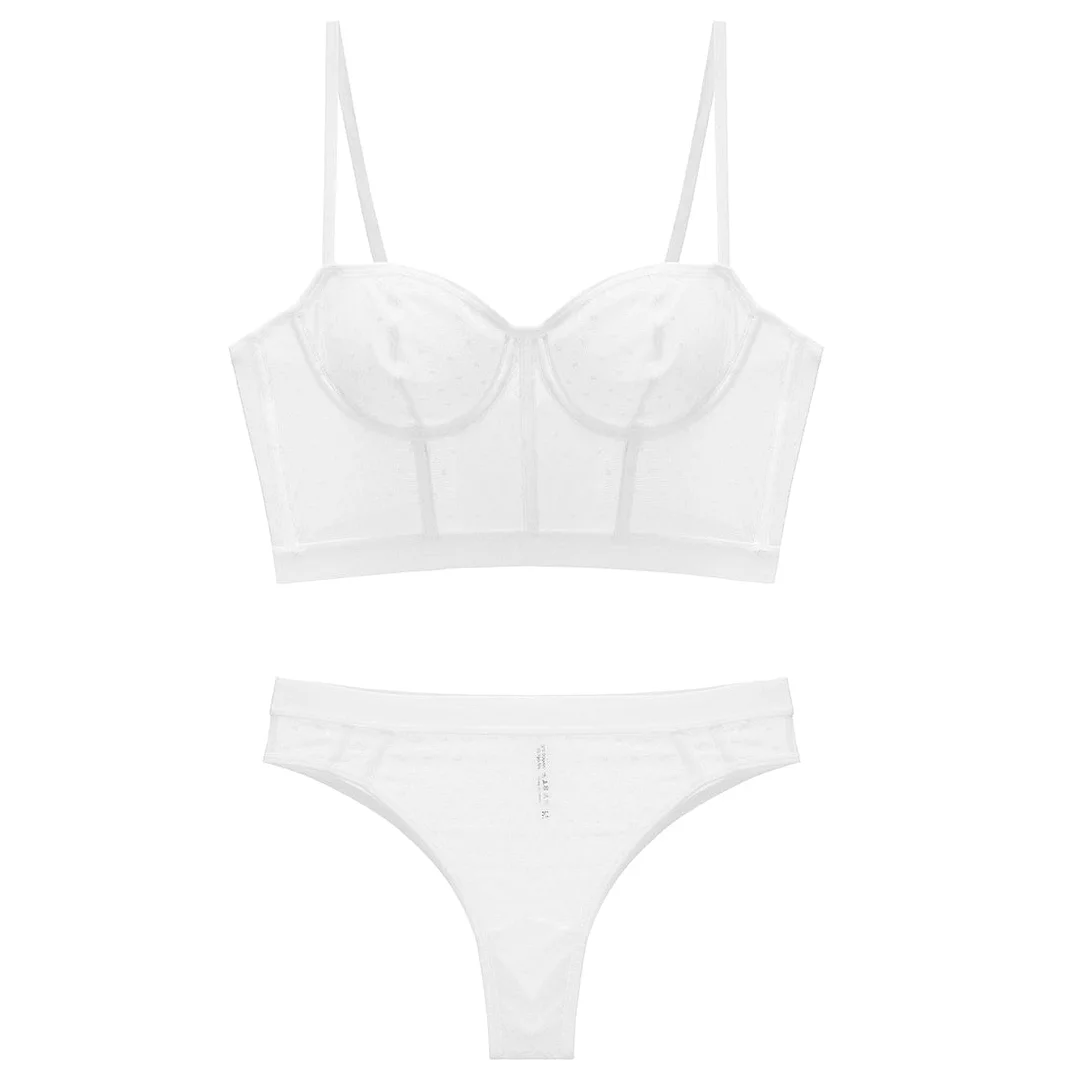 Mesh Lace Lingerie Perspective Female Underwear Brief Sets Sexy Black Bra and Panty Set Comfortable Bras For Women underwear