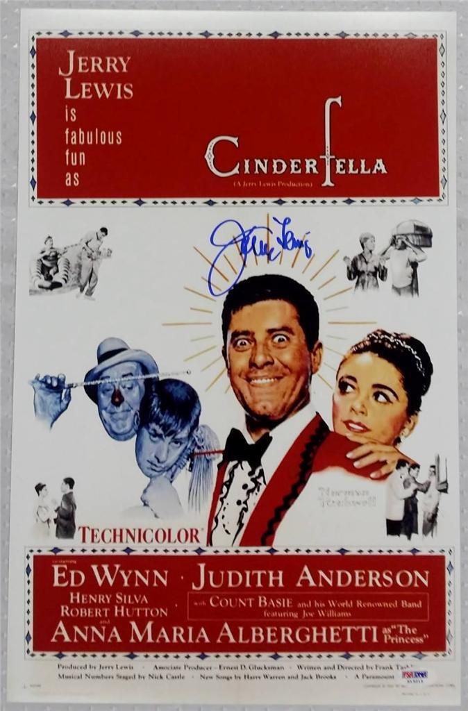 JERRY LEWIS Signed CINDERFELLA Movie Poster 11x17 Photo Poster painting PSA/DNA COA AUTOGRAPH