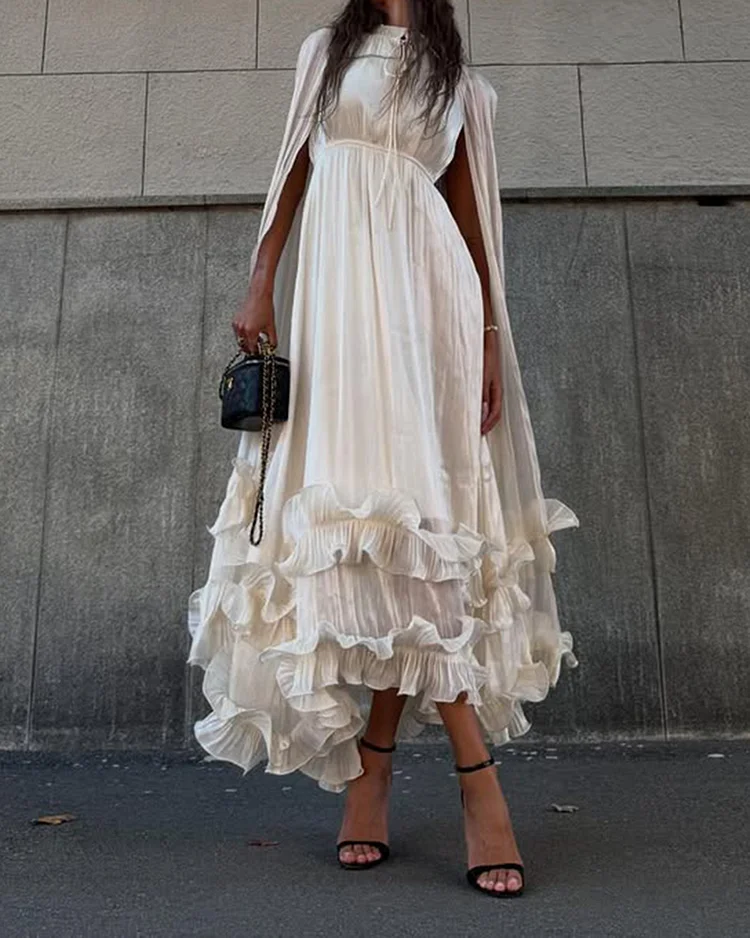 Round Neck Ruffled Fashionable Dress