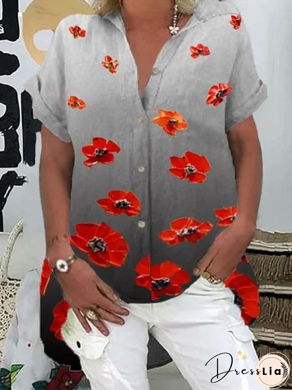 A plus-size shirt with a print