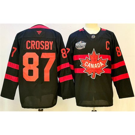 Youth Canada #87 Sidney Crosby Black 2025 4 Nations Face-Off Premium With C Patch Stitched Jersey