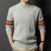 Men's 100% wool round neck trendy sweater