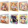 6PCS Diamond Painting Animal Greeting Cards Postcards with Envelopes