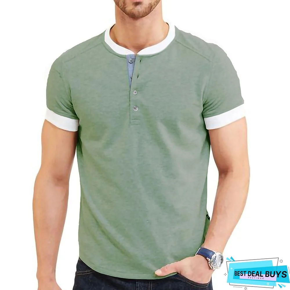 Men's Short Sleeve T-Shirt Plus Size Men's Henry T-Shirt