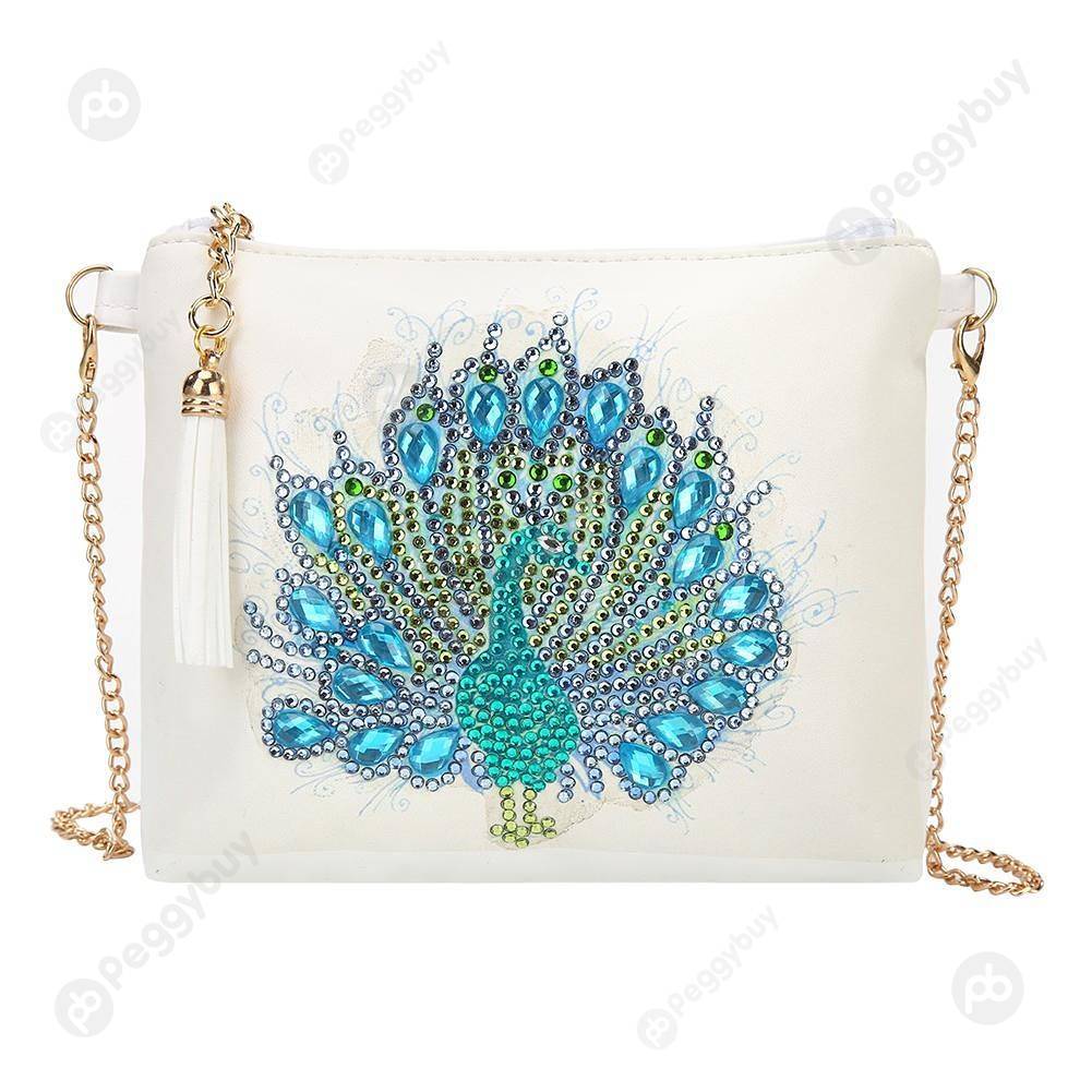 

Peafowl-DIY Creative Diamond Wristlet Bag, 501 Original